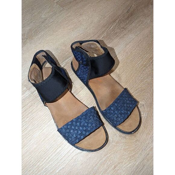Bernie Mevs Women's Stretch Woven Elastic Leather Sandals Blue Size 39‎ - Picture 11 of 11